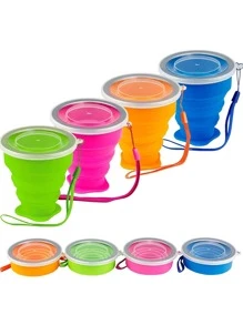 1入組便攜式戶外矽膠可折疊杯子,伸縮式水杯,旅行,野營,廚房工具 - 彩色 - 查看 1