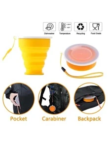 1入組便攜式戶外矽膠可折疊杯子,伸縮式水杯,旅行,野營,廚房工具 - 彩色 - 查看 4