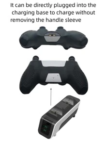 1 个 PlayStation 5 控制器保护套 + 2 个硅胶操纵杆帽套装，防滑、防尘、防刮，增强抓握力和游戏体验 - 黑與白 - 查看 4