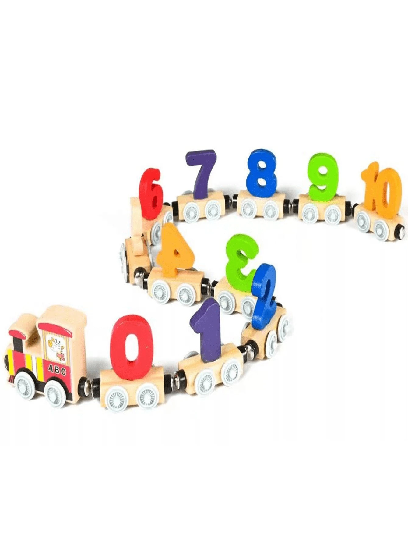 Wooden Magnetic Train With Numbers & Letters Educational Toy, Colorful Building Blocks Dragging Toy