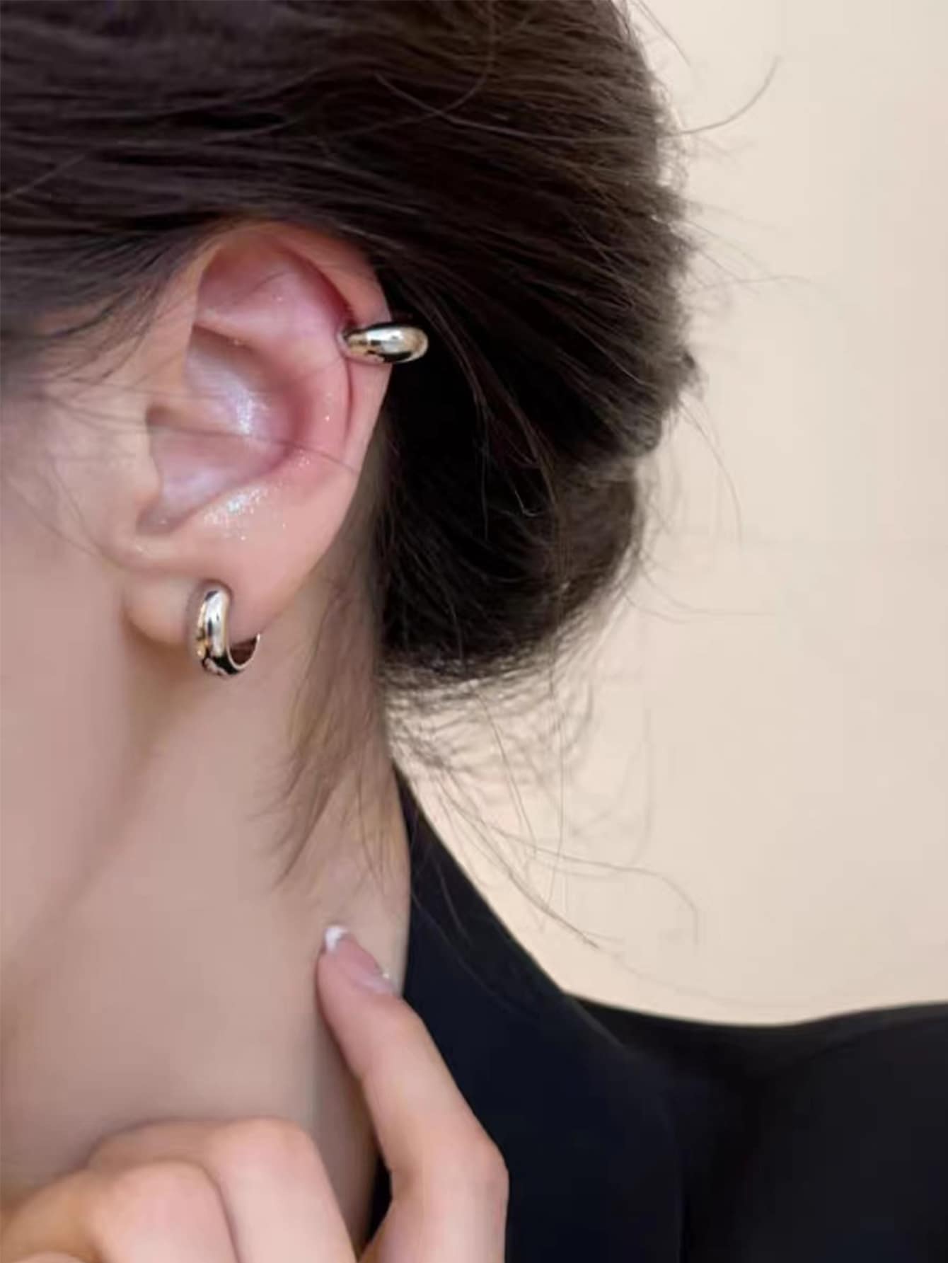 1 đôi Hình-chữ C Cá nhân hóa Muỗi Cuộn dây Giá đỡ Kẹp-on   Hoa tai Đối với Non-Pierced Đôi tai , Đúng mốt Kim loại Nửa vòng tròn - Bạc - Xem 1