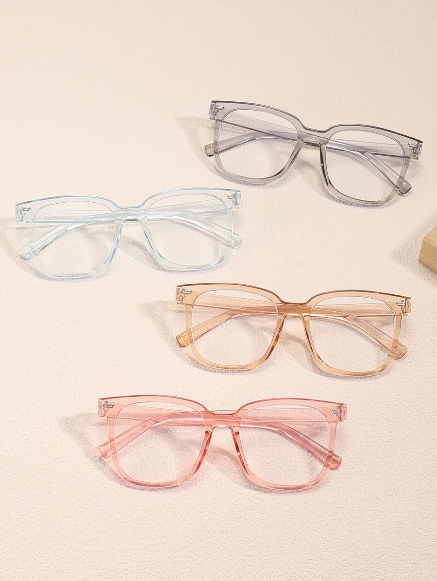 4 Pairs Unisex & Kids Square Frame Fashionable Glasses, Versatile - Multicolor - View 1