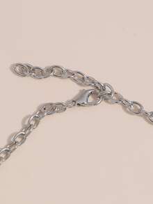 3pcs Luxury Bridal Necklace & Earrings Set With Rhinestone Embellishment - Silver - View 5