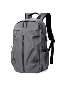 16 Inch Large Capacity Laptop Backpack - Grey - View 3