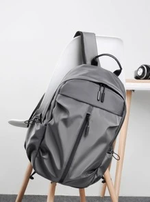16 Inch Large Capacity Laptop Backpack - Grey - View 1