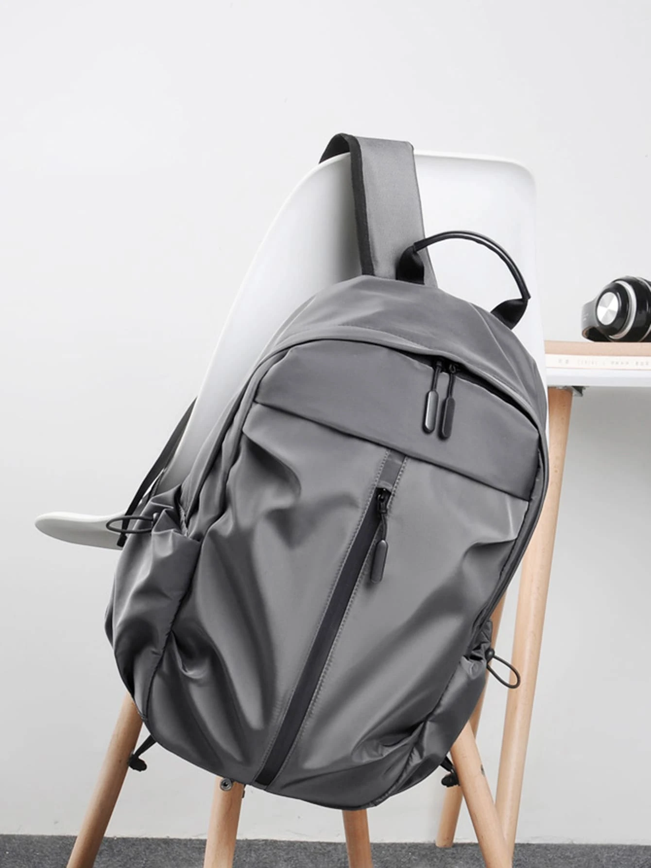 16 Inch Large Capacity Laptop Backpack - Grey - View 1