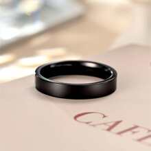 4pcs/set Fashionable Stainless Steel 4mm Width Simple Design Classic Couple Ring Set, For Festival Party And Best Friends Gift - Multicolor - View 3