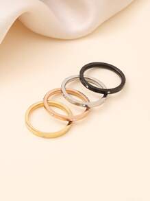 4 Stücke/Set Strass Dekor Ring, Edelstahl Schmuck - Verschiedenfarbig - Übersicht 2