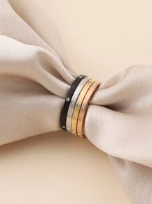 4 Stücke/Set Strass Dekor Ring, Edelstahl Schmuck - Verschiedenfarbig - Übersicht 1