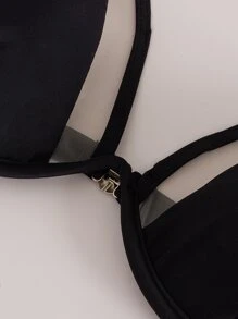 镂空吊带钢圈性感比基尼上衣夏季 - 黑色 - 查看 4