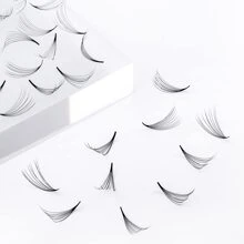 320入組預製眼睫毛扇形束 10D 8-15mm長度 0.05厚度 C卷曲 眼睫毛延長 手工製作 鬆散填充式睫毛 多種選擇 沙龍使用（8個方塊，每個40個，輕盈的羽毛睫毛，請小心不要弄丟它們。） - 黑色 - 查看 5
