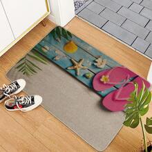 1入組海灘和海洋圖案門墊,小巧的麻製入口墊,耐磨橡膠支撐區域地毯,適用於客廳、臥室、廚房裝飾的室內或戶外使用,可機洗,有多種顏色可選 - 彩色 - 查看 5