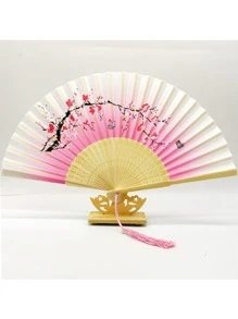 竹子可折疊中式手持扇,古風,禮品女性用學生,扇支撐架包括 - 彩色 - 查看 5