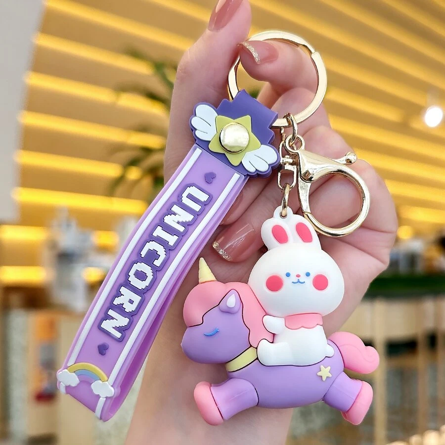 Creative Cartoon Rabbit & Horse Shaped Versatile Bag Charm - Purple - View 1