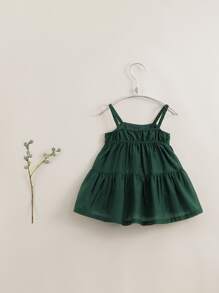 MARC&JANIE Young Girl Fashionable Sweet Pleated Lace Trimmed Sleeveless Dress, Summer - Green - View 4