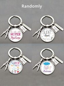1pc Women Letter Graphic Fashion Keychain For Key Decoration - Multicolor - View 2