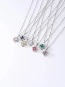 1 Miếng Đơn giản & Đúng mốt Khối Zirconia  Dây chuyền - Bạc - Xem 1