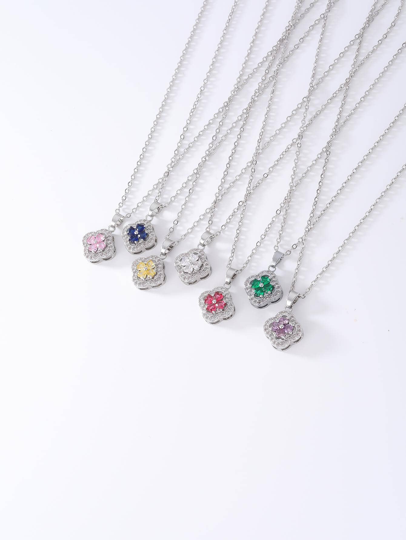 1 Miếng Đơn giản & Đúng mốt Khối Zirconia  Dây chuyền - Bạc - Xem 1