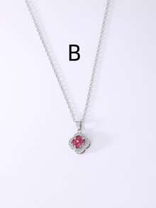 1 Miếng Đơn giản & Đúng mốt Khối Zirconia  Dây chuyền - Bạc - Xem 4