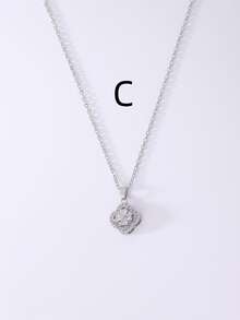 1 Miếng Đơn giản & Đúng mốt Khối Zirconia  Dây chuyền - Bạc - Xem 5