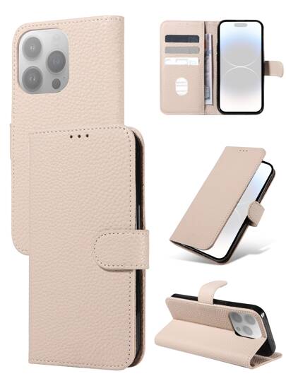 1pc Flip Shockproof Phone Case With Card Holder Support, PU Leather, Anti-Demagnetization, Suitable For IPhone 16 Pro Max