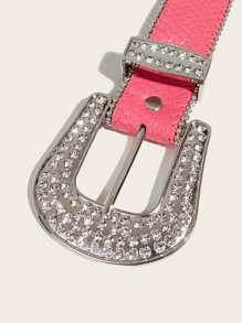 Đúng mốt Thắt lưng da PU Với Thanh tú Pha lê Đồ trang trí - Hồng - Xem 4