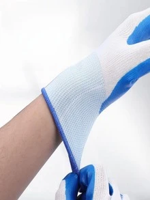 1 par , de seguridad trabajar Guantes nitrilo saburral , inconsútil suave poliéster forro Guante , mano de obra protección Guantes - Azul - Ver 4