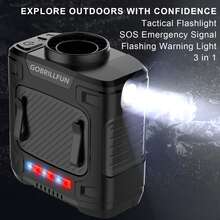 Mini Portable Waist Fan, Clip on Belt Fan with Tactical Flashlight and SOS Signal, Rechargeable Personal Shirt Fan Clip for Camping, Hiking, Outdoor Working