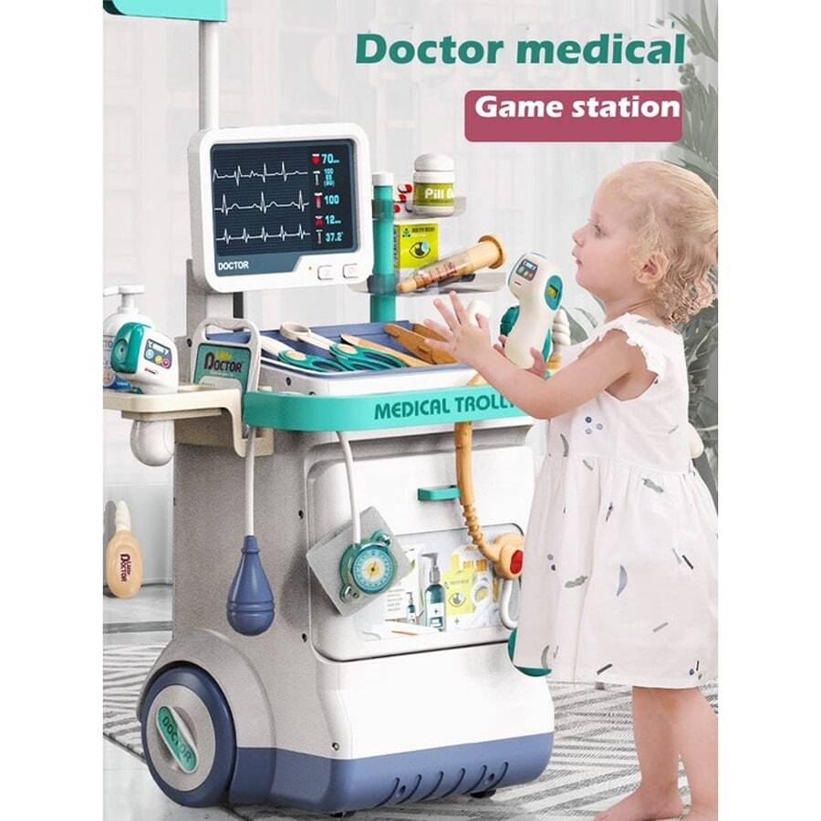 Children's Medical Toy Cart Playset, With Light And Sound, Doctor Role