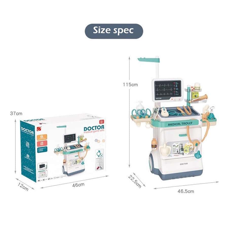 Children's Medical Toy Cart Playset, With Light And Sound, Doctor Role
