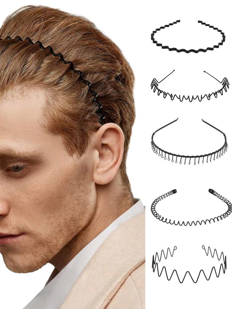 5pcs Black Mixed Style Hairband Set Simple Headbands For Taming Baby Hair, Non-slip And Comfortable For Women And Men, Great For Washing Face Or Makeup, Also Hiding Flyaway Hair