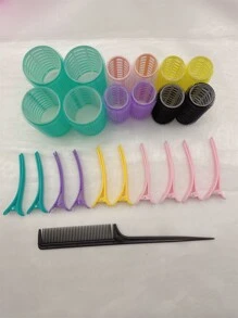 23 cái/bộ Nhựa Máy lăn tóc , 4pcs 4CM , 8pcs 2.5cm , 10 cái 7.5cm Kẹp tóc , 1 Miếng Lược , Cơ bản Máy cuốn tóc Bộ Đối với Linh hoạt Hằng ngày Thiết kế Kiểu tóc - Nhiều màu - Xem 1
