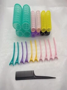 23 cái/bộ Nhựa Máy lăn tóc , 4pcs 4CM , 8pcs 2.5cm , 10 cái 7.5cm Kẹp tóc , 1 Miếng Lược , Cơ bản Máy cuốn tóc Bộ Đối với Linh hoạt Hằng ngày Thiết kế Kiểu tóc - Nhiều màu - Xem 3