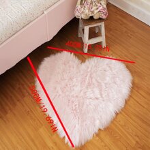 1pc Deluxe Fluffy Faux Wool Heart Shaped Rug, Thick Fur Carpet For Bedroom And Living Room - Baby Pink - View 4