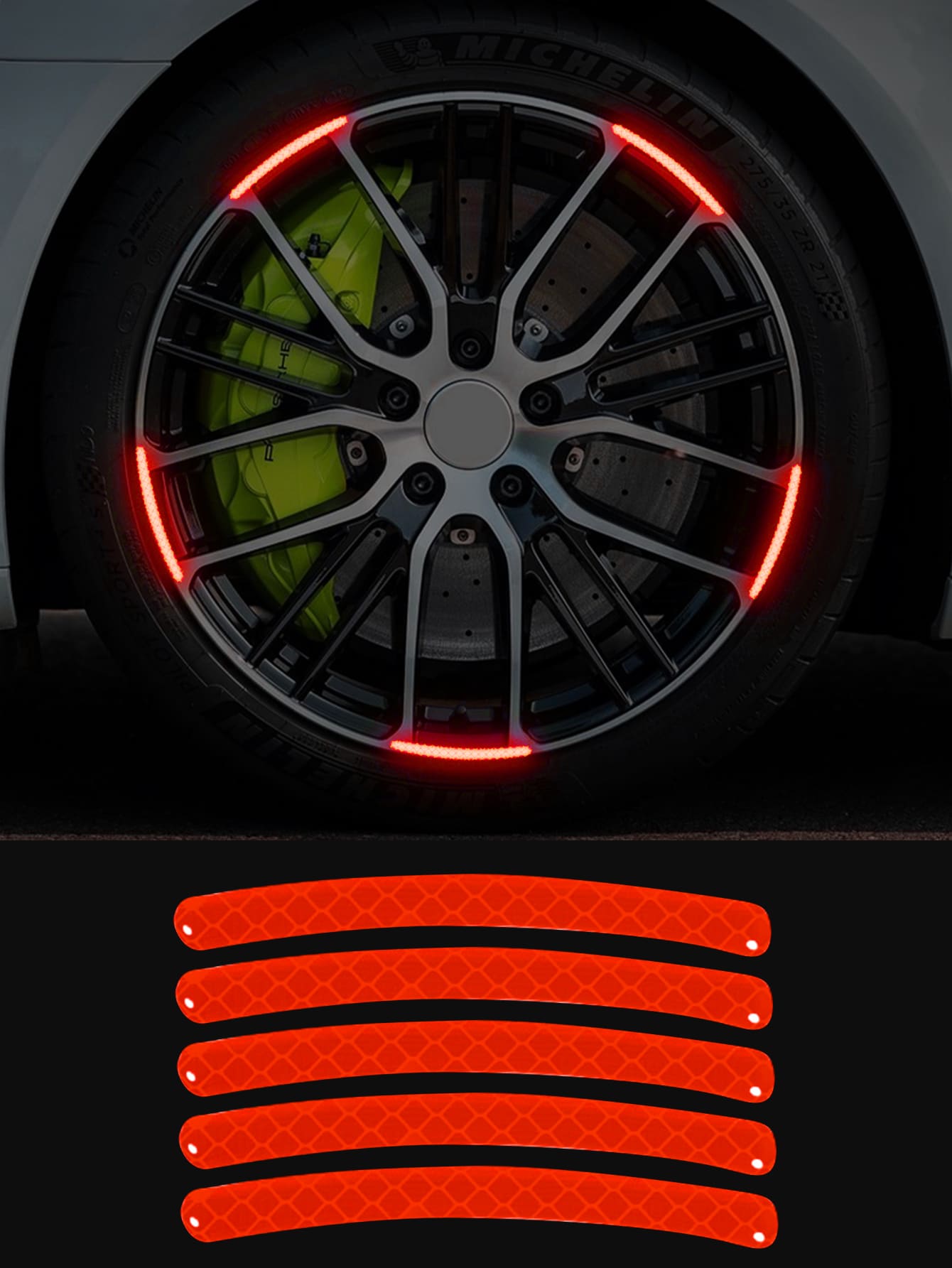 Đỏ  Bánh xe Phản chiếu Sọc - Đỏ - Xem 1