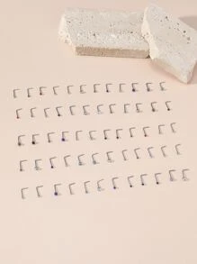 60 piezas Surtido de tallas Tachuelas de nariz de acero inoxidable con rhinestones - Multicolor - Ver 1