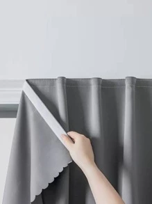 1 chiếc rèm cửa móc và vòng màu trơn hiện đại và đơn giản, cản sáng và không cần khoan - Xám - Xem 10