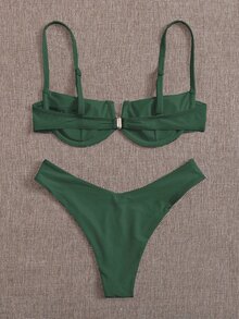 羅紋帶鋼圈比基尼泳裝