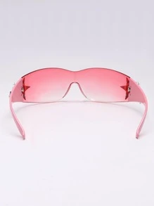 1件 Y2K 风格运动糖果色一体式时尚眼镜街头风沙滩配饰女士眼镜太阳镜基础款秋冬女装商务休闲礼品 - 粉色 - 查看 3