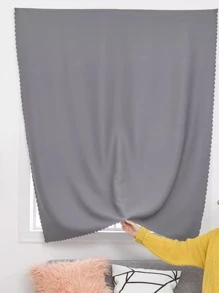 1 件现代简约纯色钩环窗帘，无需钻孔即可遮光 - 灰色 - 查看 4