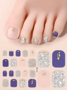 Beauty Sticker Rực rỡ Của bạn Móng chân Với 3D đá Hiệu ứng Kết cấu Hình dán nghệ thuật móng tay ( 1 Trang tính Với 1 Giũa móng tay ) - Nhiều màu - Xem 1