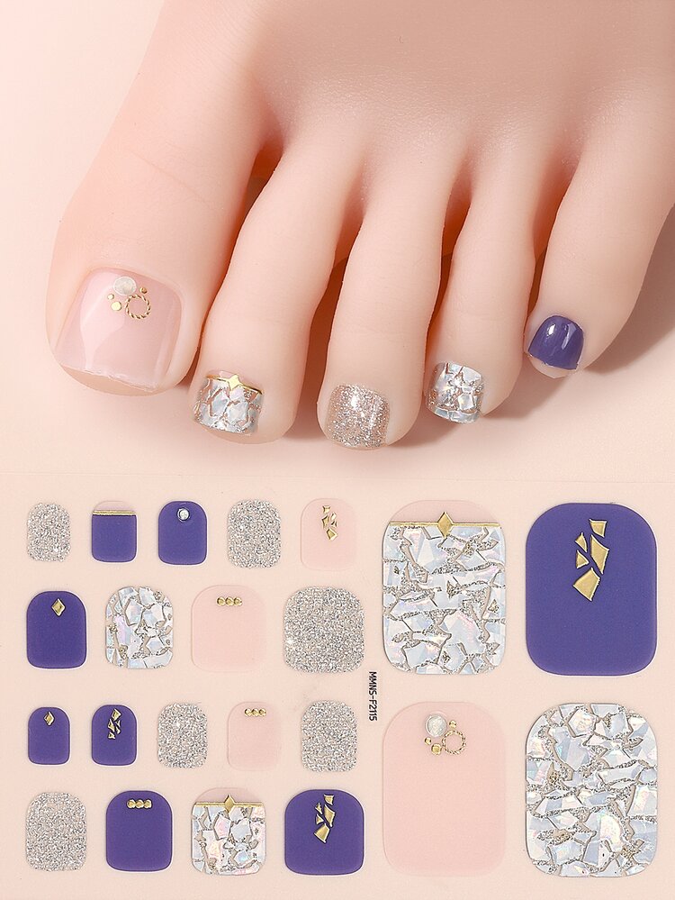 Beauty Sticker Rực rỡ Của bạn Móng chân Với 3D đá Hiệu ứng Kết cấu Hình dán nghệ thuật móng tay ( 1 Trang tính Với 1 Giũa móng tay ) - Nhiều màu - Xem 1