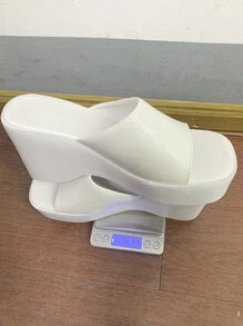 Dép Gót Nêm Thời Trang Mùa Hè Cho Nữ, 2023 Phong Cách Mới Peep Toe Đáy Dày Xăng Đan Có Đế Chống Trượt - trắng - Xem 6