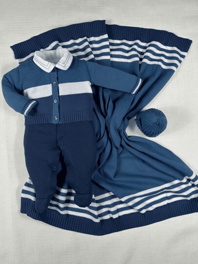 Saida Maternidade Menino Bebe Macacao Tricot
