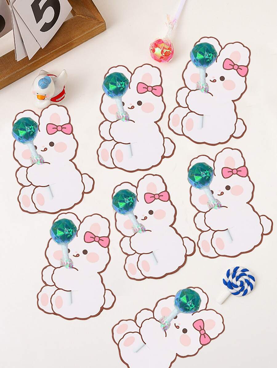 10pcs Bunny-shaped Lollipop Decoration Card - Multicolor - View 1