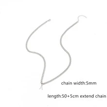 1pc Classic Stainless Steel Letter Pendant Necklace, For Men - Silver - View 3