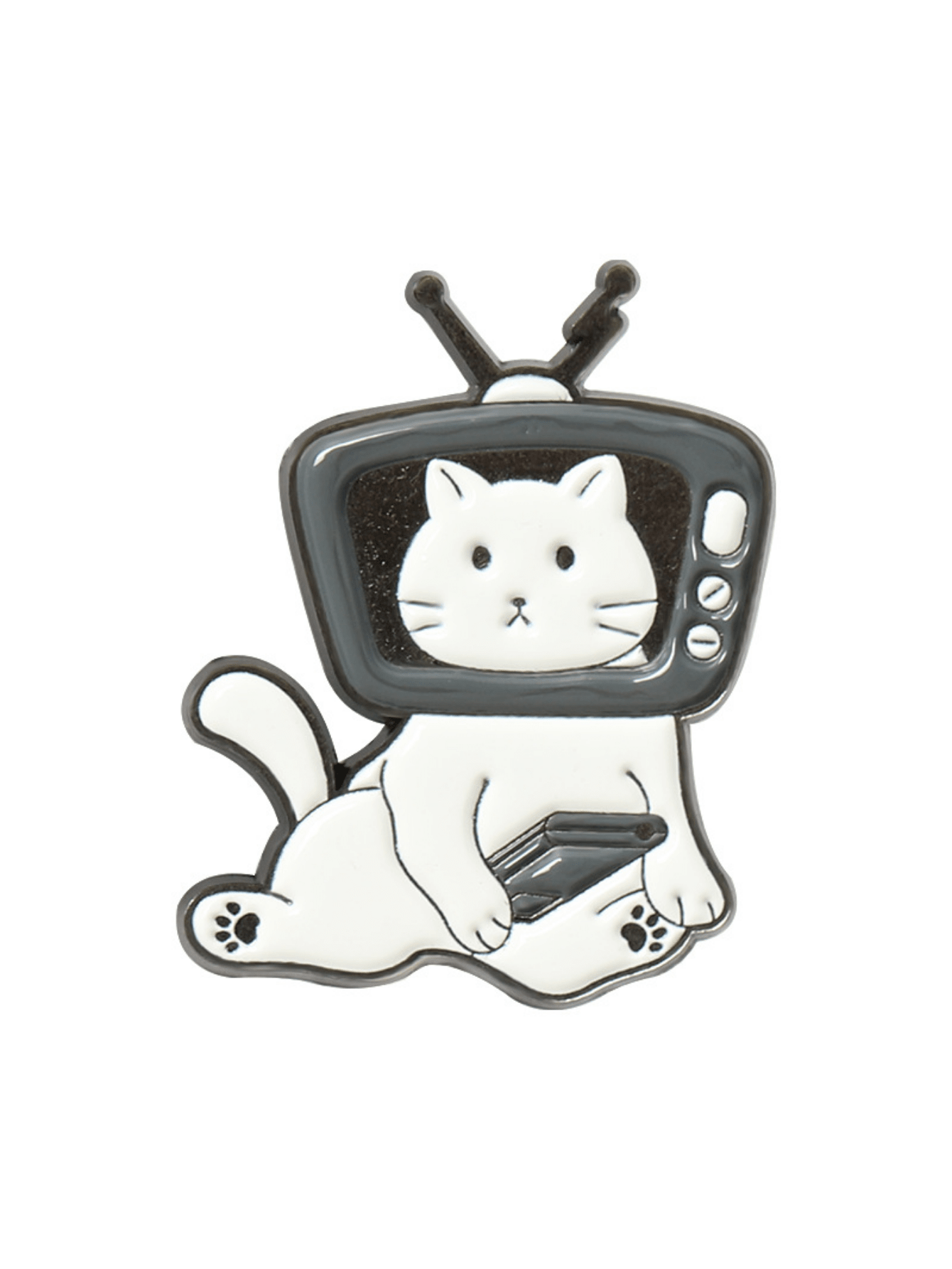 European And American New Alloy Cartoon Children's Brooch Creative Cute Black And White TV Cat