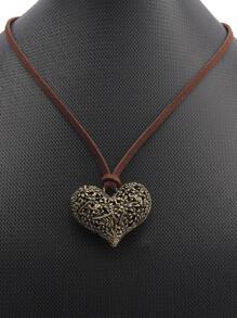 1pc Hollow Out Flower & Leaf & Heart Shape Pendant Necklace For Women, Vintage Long Chain Valentines,Mom,Mother,Mother's Day,Gift