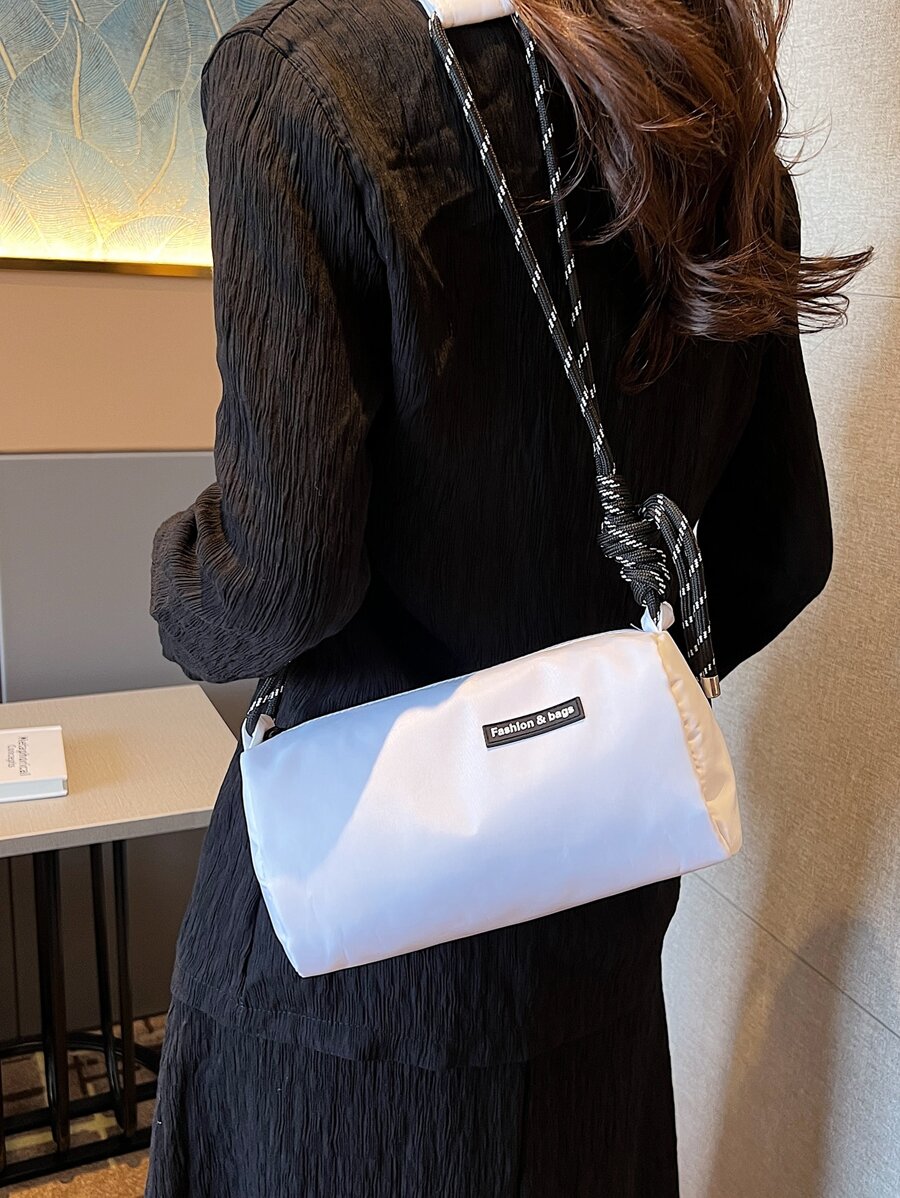 女士斜挎包,圓形圓筒造型,休閒,多用途單肩包,時尚 - 白色 - 查看 1