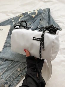 女士斜挎包,圓形圓筒造型,休閒,多用途單肩包,時尚 - 白色 - 查看 3